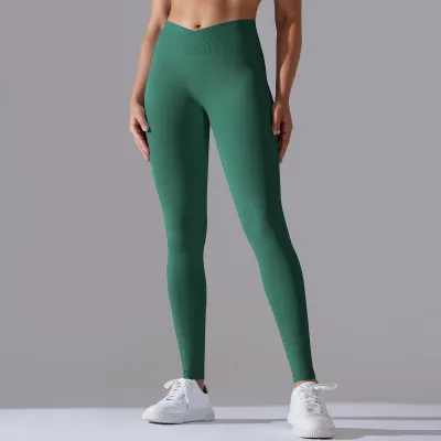 Women Fashion Solid Color Seamless Tight High Waist Breathable Quick-Drying Yoga Sports Leggings