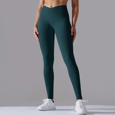 Women Fashion Solid Color Seamless Tight High Waist Breathable Quick-Drying Yoga Sports Leggings
