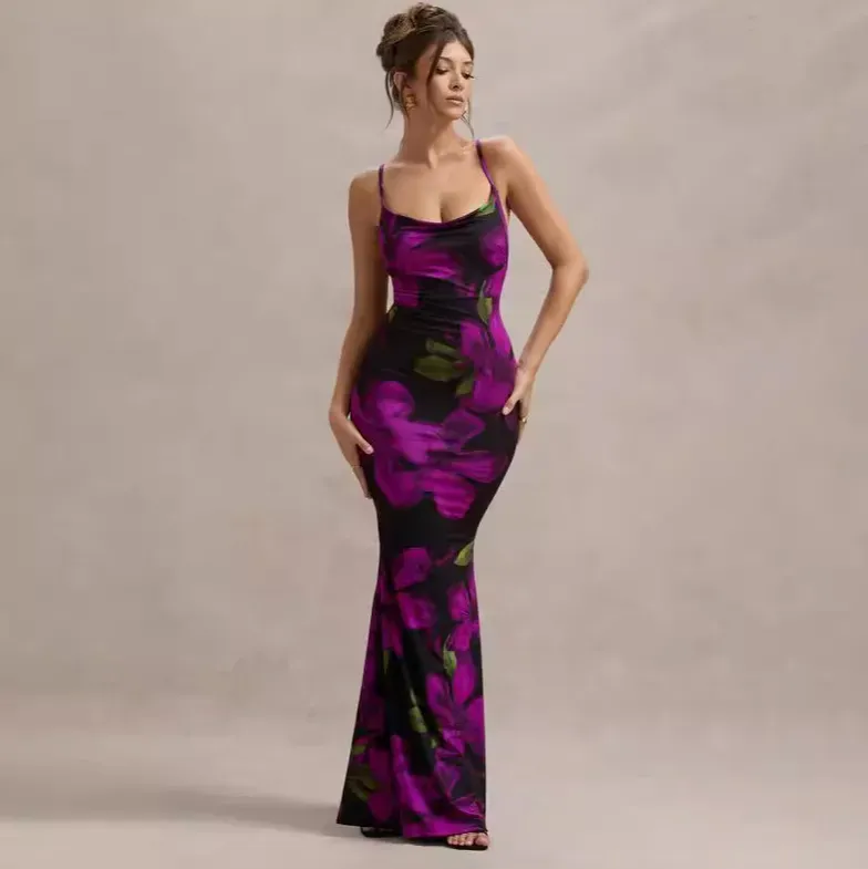 Women Sexy Fashion Floral Print Maxi Dress