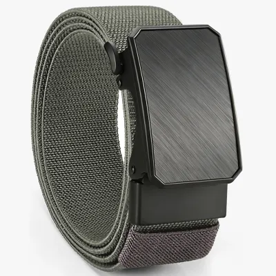 Fashion Casual Solid Color Woven Thickened Elastic Automatic Buckle Belt