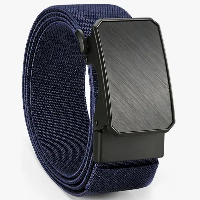 Fashion Casual Solid Color Woven Thickened Elastic Automatic Buckle Belt