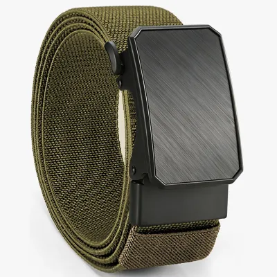 Fashion Casual Solid Color Woven Thickened Elastic Automatic Buckle Belt