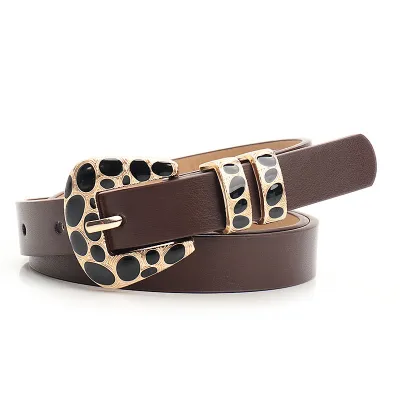 Women Fashion Leopard Alloy Buckle Belt