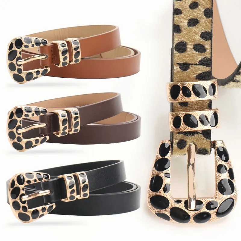Women Fashion Leopard Alloy Buckle Belt