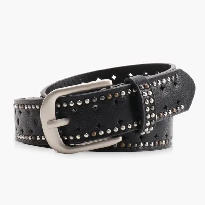 Women Fashion Punk Double Row Rivet Design Belt