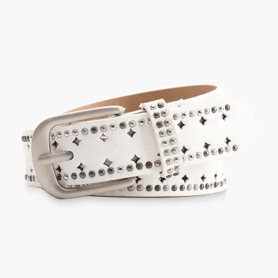 Women Fashion Punk Double Row Rivet Design Belt