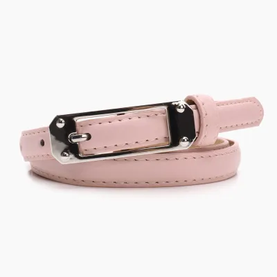 Women Fashion Retro Solid Color Thin Alloy Buckle Belt