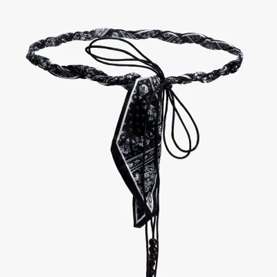Women Fashion Casual Boho Cashew Flower Silk Scarf Woven Belt