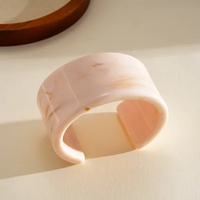 Women Fashion Simple Resin Simi Dyed Wide Face Opening Bracelet