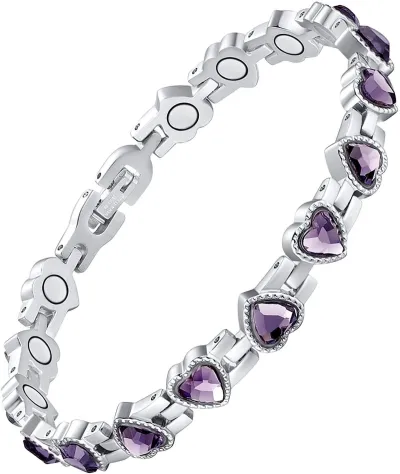 Women Fashion Simple Love Rhinestone Connected Thin Bracelet