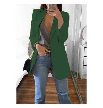 Women Fashion Casual Spring And Autumn Solid Color Lapel Long-Sleeve Slim-Fit Blazer