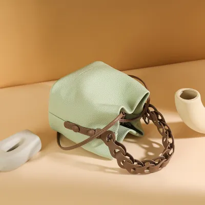 Women Fashion Casual Solid Color Large Capacity Bucket Shoulder Bag