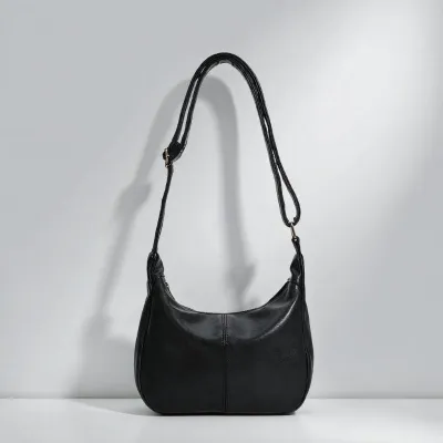 Women Fashion Casual Retro Simple Solid Color Portable Shoulder Bag