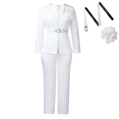 Women Fashion Casual Office Autumn And Winter Solid Color Long-Sleeve Coat Slim-Fit Pants African Two-Piece Set