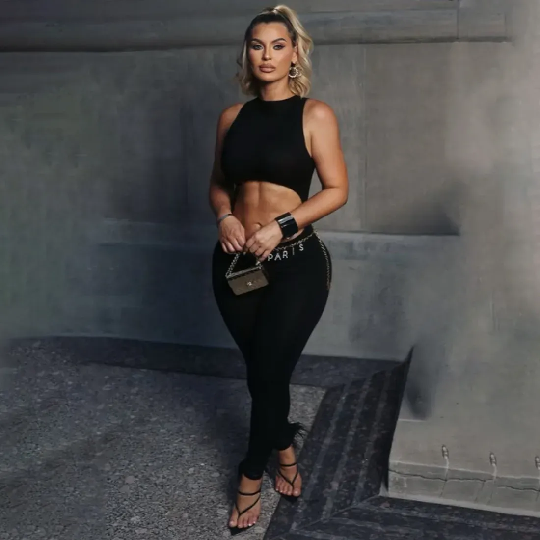 Women Fashion Sexy Solid Color Hollow-Out Sleeveless Backless Tight Jumpsuits