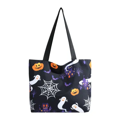 Halloween Ghost Pumpkin Printed Large Capacity Tote Bag