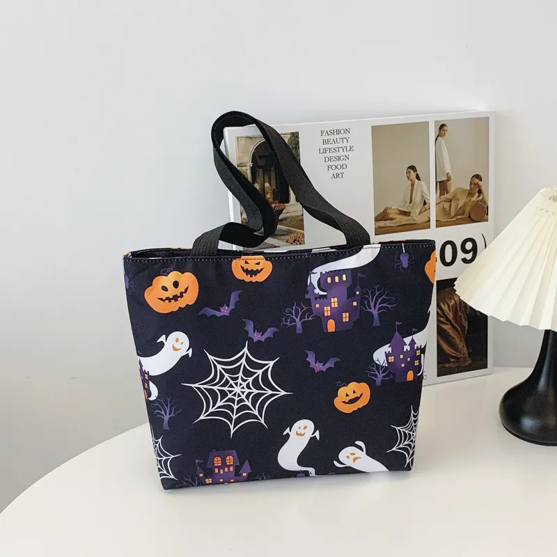 Halloween Ghost Pumpkin Printed Large Capacity Tote Bag