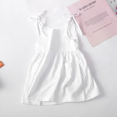 Kids Girls Fashion Spring Summer Solid Color Cotton Dress