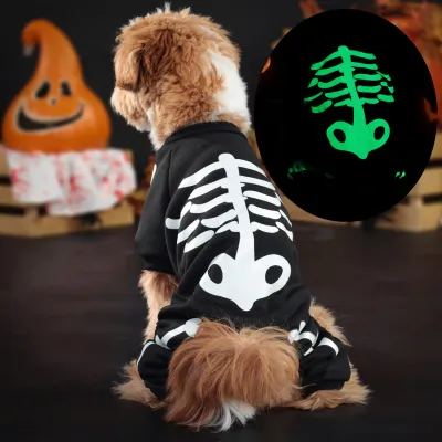 Halloween With Luminous Skull Bone Pet Clothes Dog