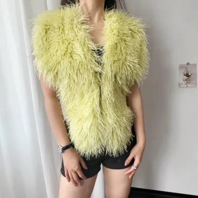 Women Fashion Plush Sleeveless Faux Fur Vest
