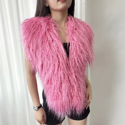 Women Fashion Plush Sleeveless Faux Fur Vest