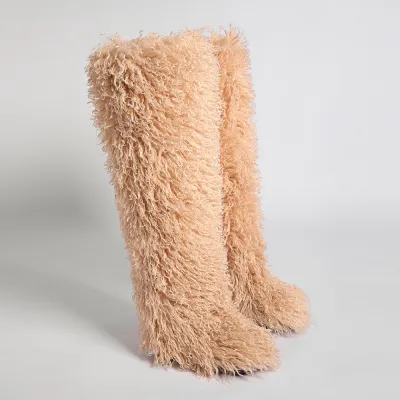 Autumn And Winter Women Fashion Solid Color 72Cm Plush Snow Boots