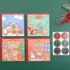 Square Bear Rabbit Christmas Girl Christmas Card/Send Envelope Sticker