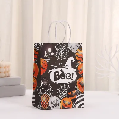 Halloween Pumpkin Lantern Candy Kraft Paper Gift Bag 12pcs/Pack