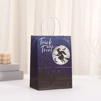 Halloween Pumpkin Lantern Candy Kraft Paper Gift Bag 12pcs/Pack