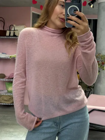 Autumn Women Basic Solid Color High Neck Long Sleeve Knitted Base Shirt