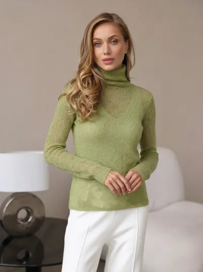 Autumn Women Basic Solid Color High Neck Long Sleeve Knitted Base Shirt
