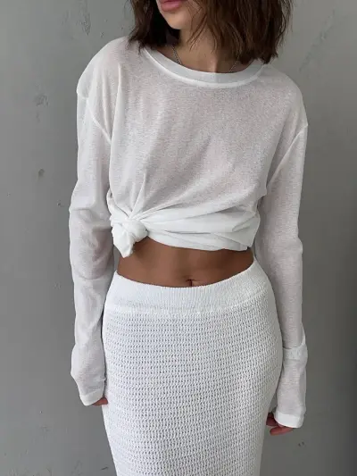 Women Casual Solid Color Base Long Sleeve T-Shirt