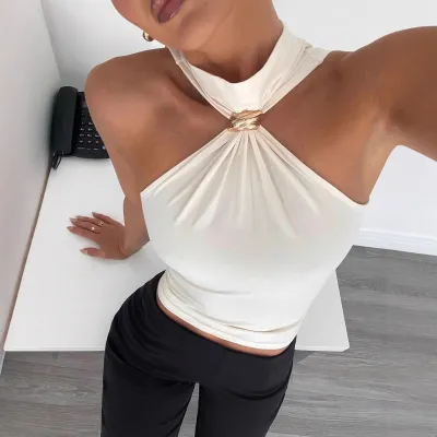 Women Fashion Neck Sleeveless Tanks