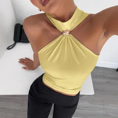 Women Fashion Neck Sleeveless Tanks