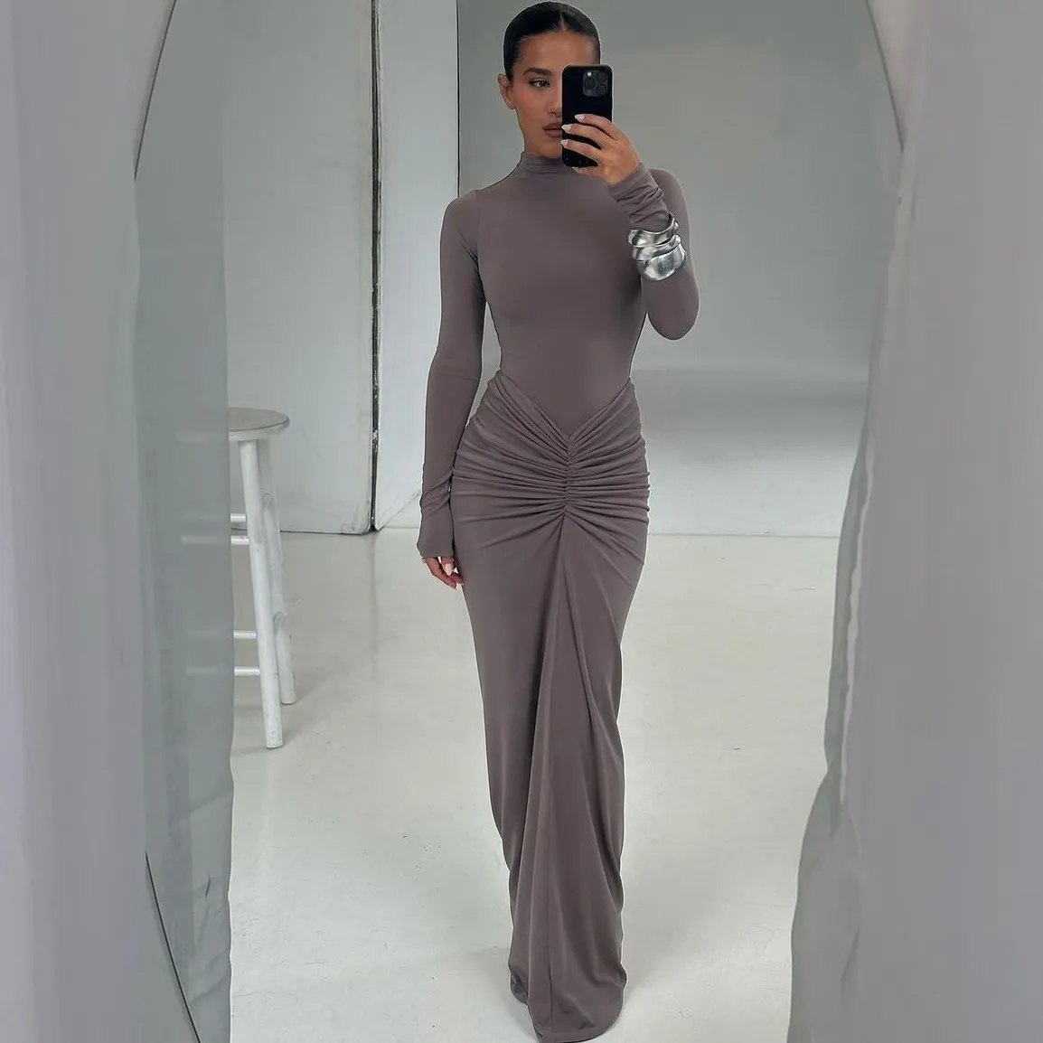 Autumn Women Sexy Long Sleeve Maxi Dress