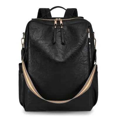 Women'S Fashion Casual Retro Solid Color Multi-Functional Pu Backpack