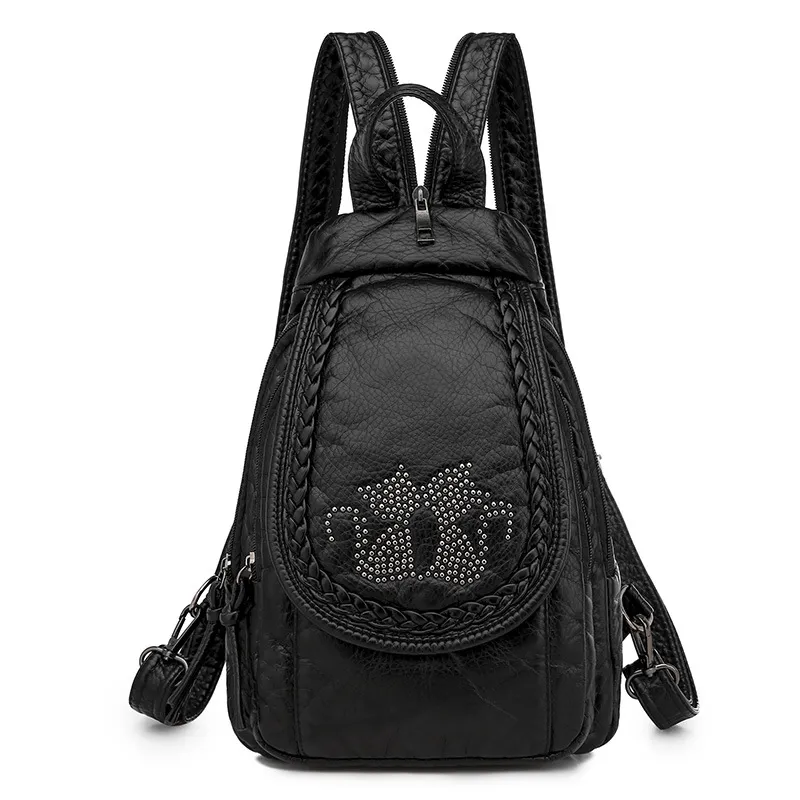 Women Fashion Casual Multi-Functional Pu Soft Leather Backpack