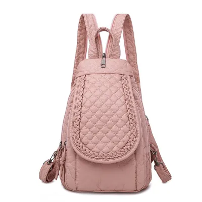 Women Fashion Casual Multi-Functional Pu Soft Leather Backpack