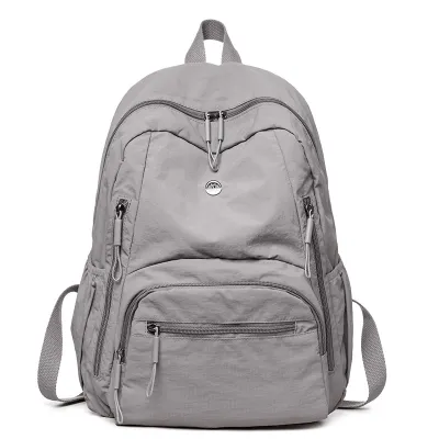 Women Fashion Casual Simple Solid Color Large Capacity Nylon Cloth Backpack