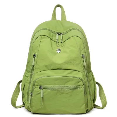 Women Fashion Casual Simple Solid Color Large Capacity Nylon Cloth Backpack