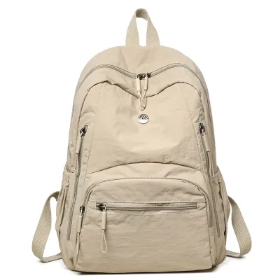 Women Fashion Casual Simple Solid Color Large Capacity Nylon Cloth Backpack