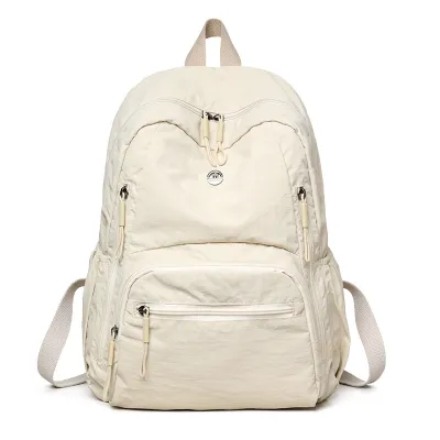 Women Fashion Casual Simple Solid Color Large Capacity Nylon Cloth Backpack