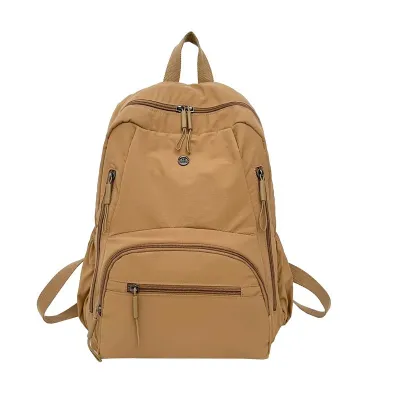 Women Fashion Casual Simple Solid Color Large Capacity Nylon Cloth Backpack