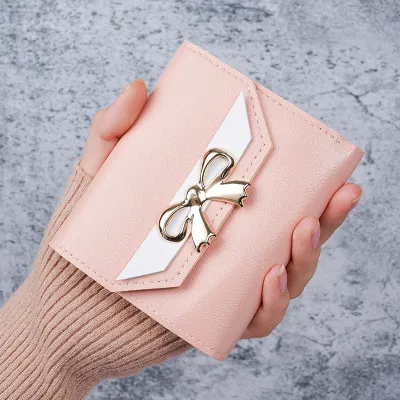 Women'S Fashion Casual Short Bow Decoration Multi Card Wallet
