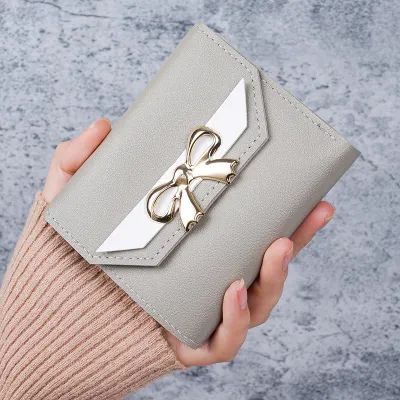 Women'S Fashion Casual Short Bow Decoration Multi Card Wallet