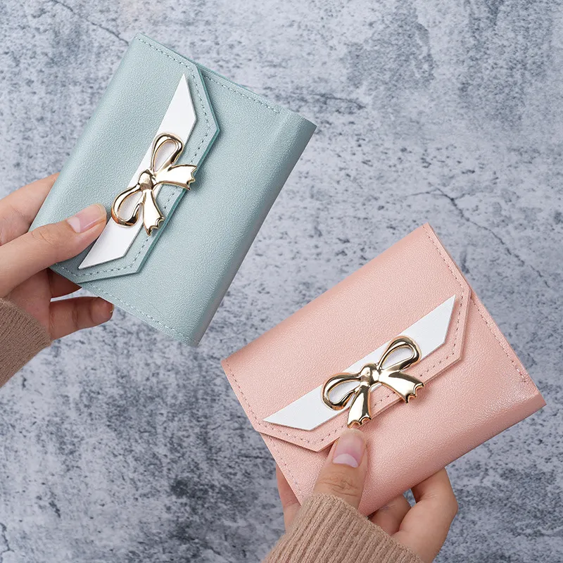 Women'S Fashion Casual Short Bow Decoration Multi Card Wallet