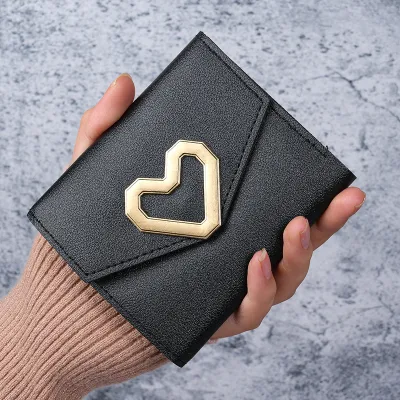 Women Fashion Casual Solid Color Love Card Wallet
