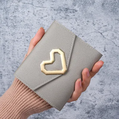Women Fashion Casual Solid Color Love Card Wallet