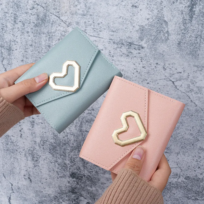 Women Fashion Casual Solid Color Love Card Wallet