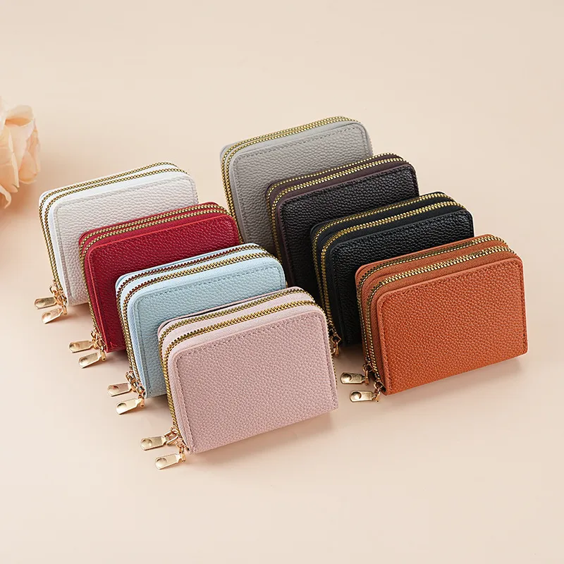 Women Fashion Casual Solid Color Multi-Function Card Bag Wallet